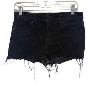 Universal Threads high rise shortie fringe black denim jean shorts size 6
